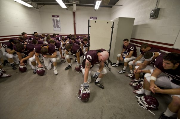 In the locker room at the Maroons' homecoming game
